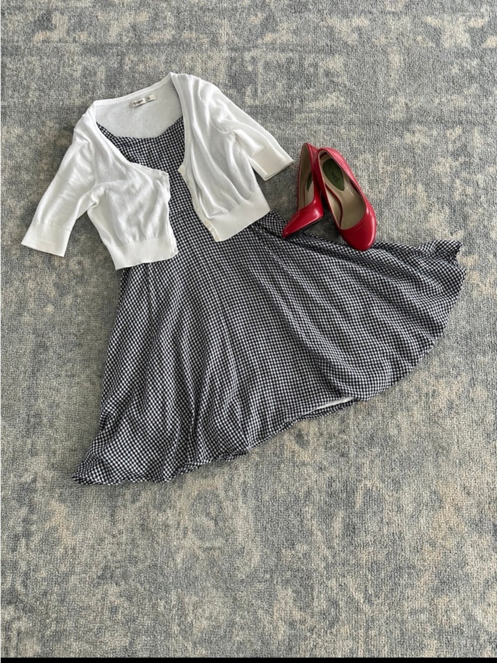 Gingham Blue and White Fit-and-Flare Dress